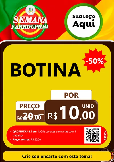 Modelo de Cartaz para Cartaz A4 Vertical com o tema Semana Farroupilha para Agropecuária