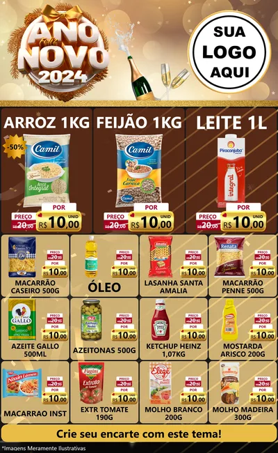 Modelo de Encarte para Encarte Grande com o tema Feliz Ano Novo 2027 para Supermercado
