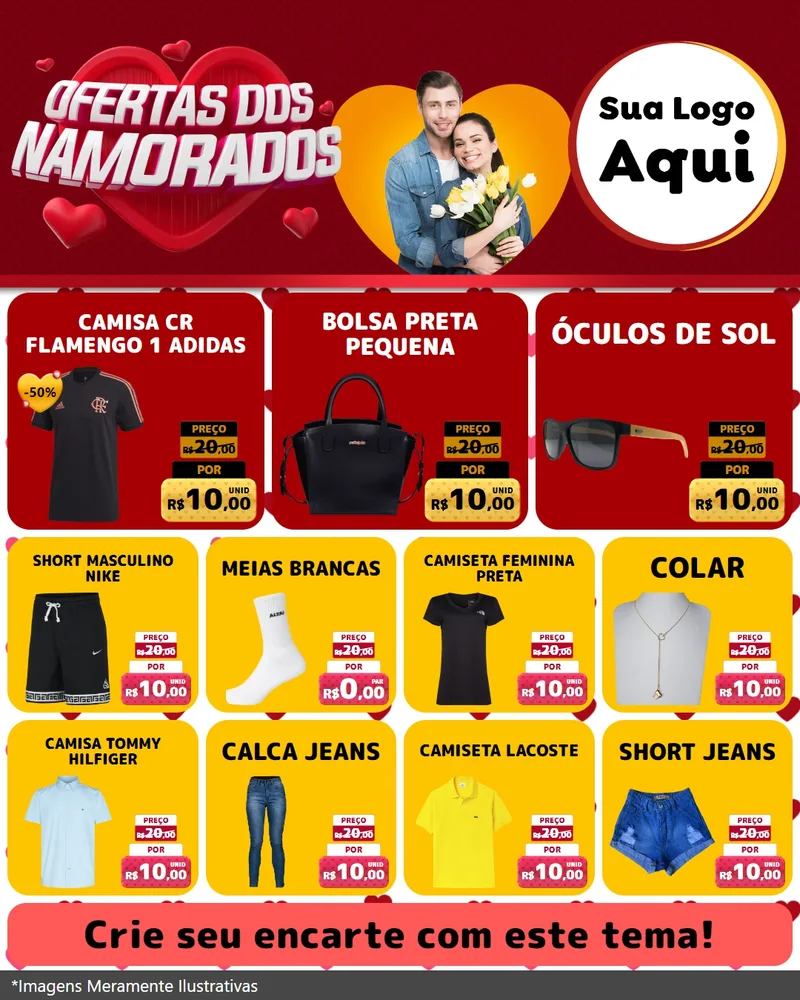 Modelo de Rede Social para Feed Instagram com o tema Ofertas Dos Namorados para Roupas e acessórios