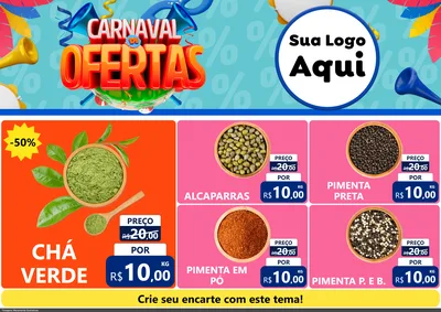 Modelo de Encarte para Encarte A4 Horizontal com o tema Carnaval de Ofertas para Produtos Naturais