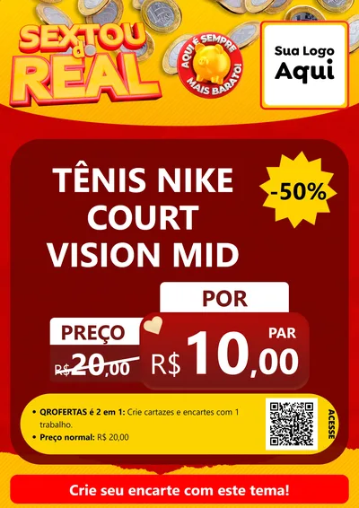 Modelo de Cartaz para Cartaz A4 Vertical com o tema Sextou do Real para Calçados