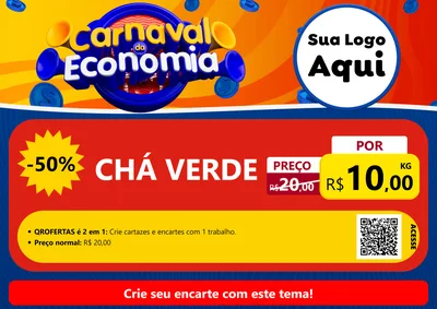 Modelo de Cartaz para Cartaz A4 Horizontal com o tema Carnaval da Economia para Produtos Naturais
