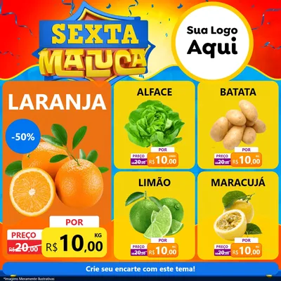 Modelo de Rede Social para Feed Facebook com o tema Sexta Maluca para Hortifrúti