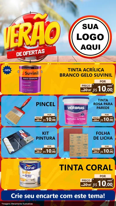 Modelo de TV para TV Vertical com o tema Verão de Ofertas para Tintas e Ferramentas