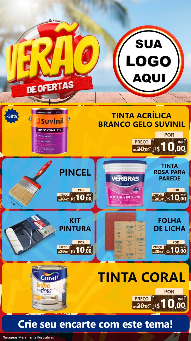 Modelo de TV para TV Vertical com o tema Verão de Ofertas para Tintas e Ferramentas
