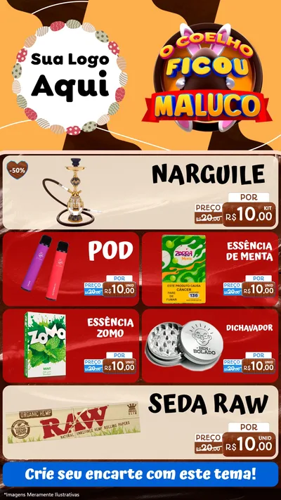 Modelo de TV para TV Vertical com o tema O Coelho Ficou Maluco - Páscoa para Tabacaria
