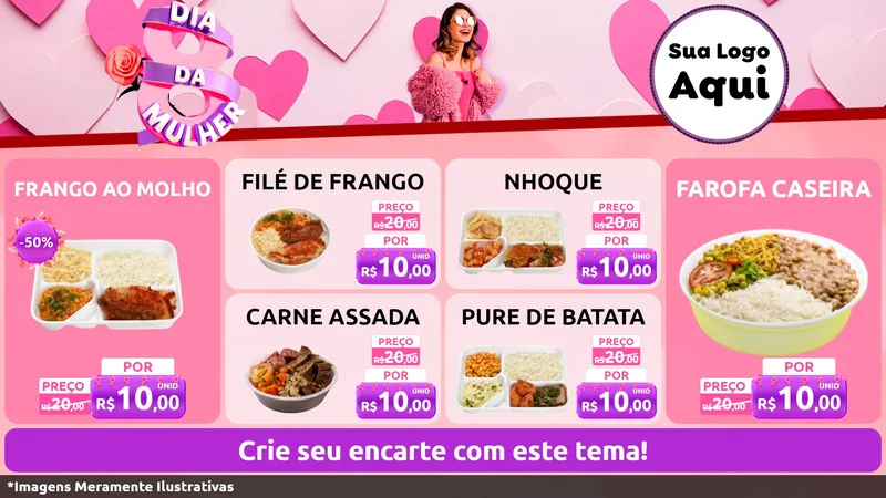 Modelo de TV para TV Horizontal com o tema Dia da Mulher para Restaurante