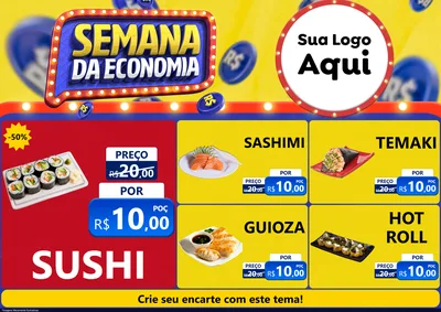 Modelo de Encarte para Encarte A4 Horizontal com o tema Semana da Economia para Comida japonesa