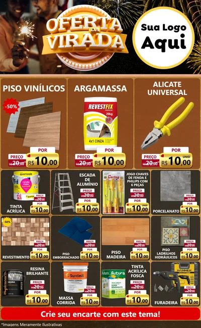 Modelo de Encarte para Encarte Grande com o tema Oferta da Virada para Material para Construção