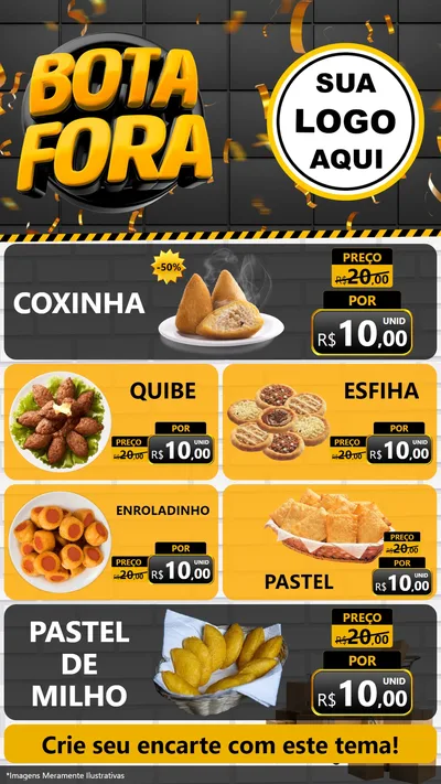 Modelo de TV para TV Vertical com o tema Bota Fora para Salgadaria