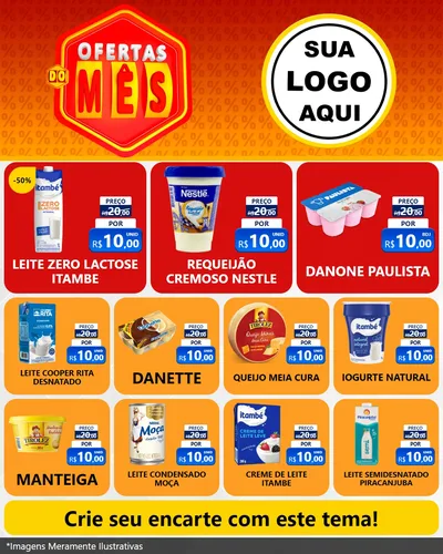 Modelo de Rede Social para Feed Instagram com o tema Ofertas do Mês para Frios e Laticínios