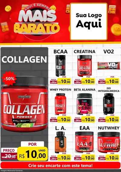 Modelo de Encarte para Encarte A4 Vertical com o tema Mais Barato para Suplementos alimentares