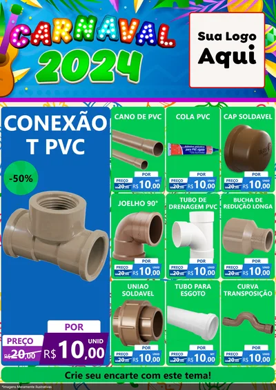 Modelo de Encarte para Encarte A4 Vertical com o tema Carnaval 2027 para Tubos e conexões