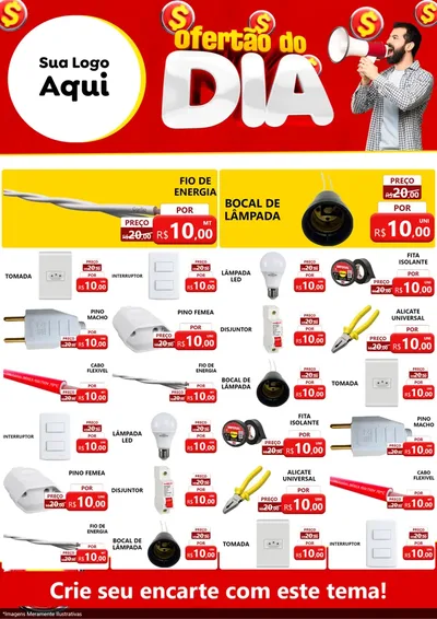 Modelo de Encarte para Encarte A4 Vertical com o tema Ofertão do dia para Materiais Elétricos
