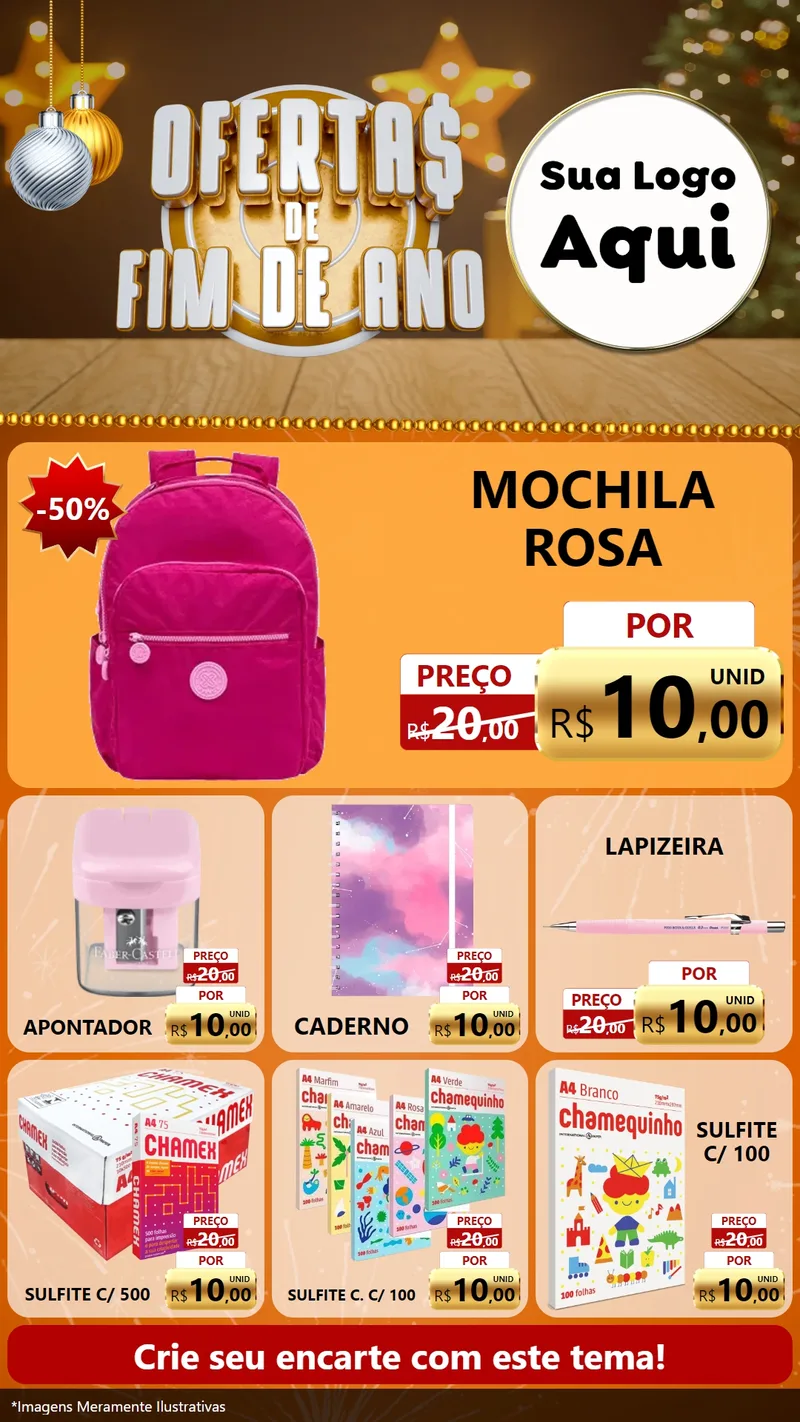 Modelo de Rede Social para Stories com o tema Ofertas de Fim de Ano para Papelaria