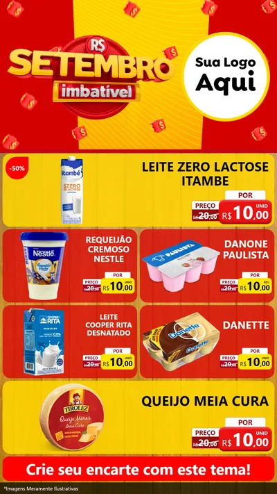 Modelo de TV para TV Vertical com o tema Setembro Imbatível para Frios e Laticínios