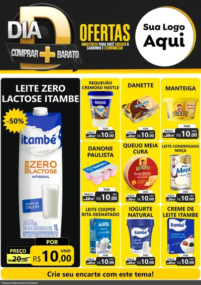 Modelo de Encarte para Encarte A4 Vertical com o tema Dia D Mais Economia para Frios e Laticínios