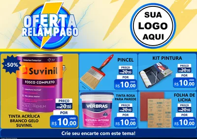 Modelo de Encarte para Encarte A4 Horizontal com o tema Oferta Relâmpago para Tintas e Ferramentas