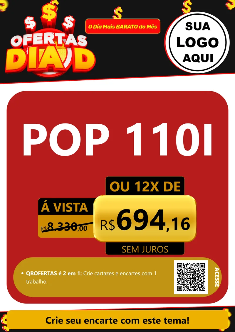 Modelo de Cartaz para Cartaz A4 Vertical com o tema Ofertas Dia D para Concessionaria de Motos
