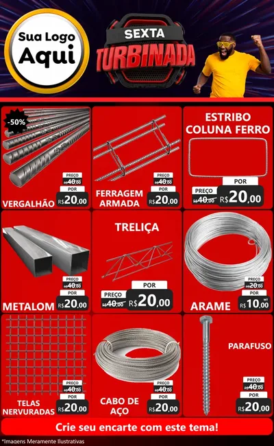 Modelo de Encarte para Encarte Grande com o tema Sexta Turbinada para Ferragens