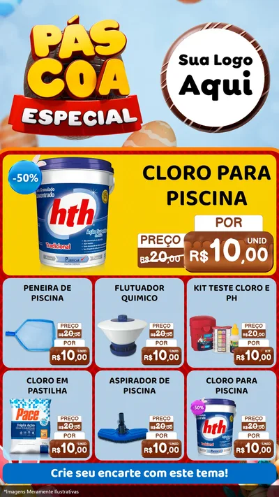 Modelo de Rede Social para Stories com o tema Páscoa Especial para Produtos para Piscina
