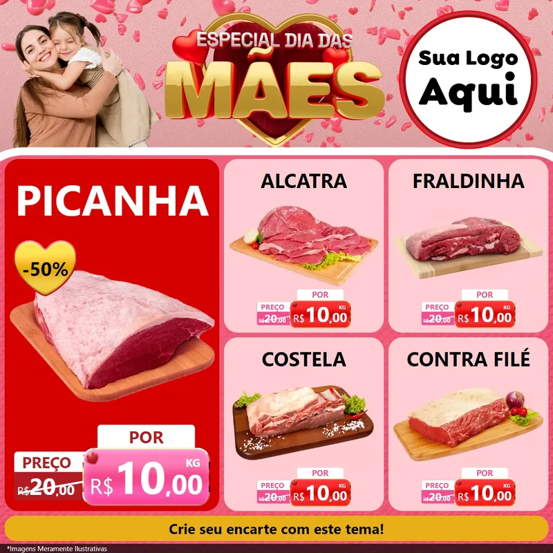 Modelo de Rede Social para Feed Facebook com o tema Especial Dia Das Mães para Açougue