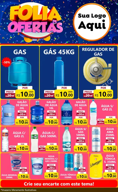 Modelo de Encarte para Encarte Grande com o tema Folia de Ofertas para Água e gás