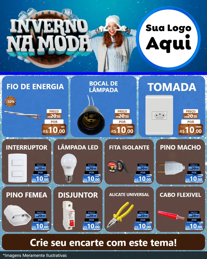 Modelo de Rede Social para Feed Instagram com o tema Inverno na Moda para Materiais Elétricos