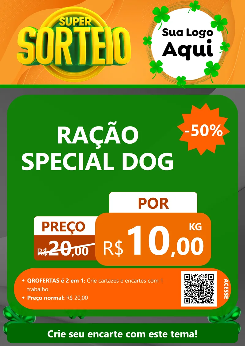 Modelo de Cartaz para Cartaz A4 Vertical com o tema Super Sorteio para Pet Shop