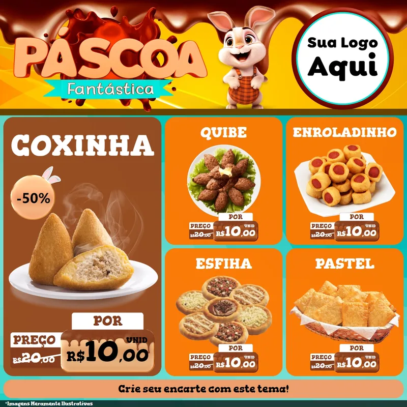 Modelo de Rede Social para Feed Facebook com o tema Páscoa Fantástica para Salgadaria