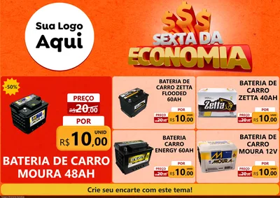 Modelo de Encarte para Encarte A4 Horizontal com o tema Sexta da Economia para Baterias Elétricas