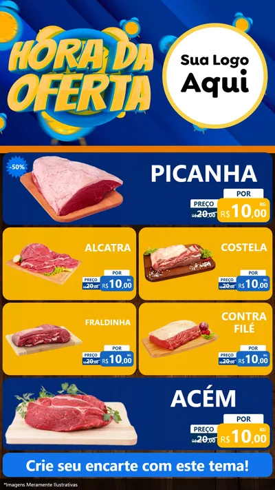Modelo de TV para TV Vertical com o tema Hora da Oferta para Açougue