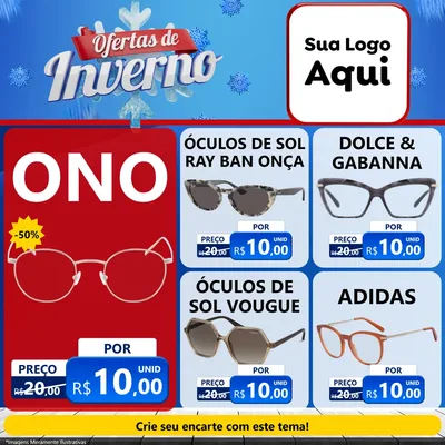 Modelo de Rede Social para Feed Facebook com o tema Ofertas de Inverno para Óticas