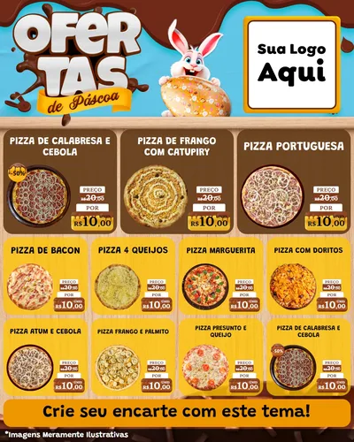 Modelo de Rede Social para Feed Instagram com o tema Ofertas de Páscoa para Pizzaria