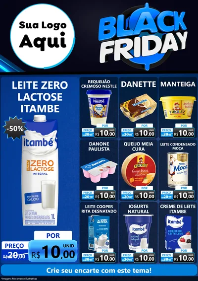 Modelo de Encarte para Encarte A4 Vertical com o tema Black Friday para Frios e Laticínios