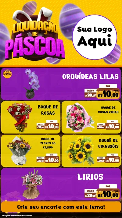 Modelo de TV para TV Vertical com o tema Liquidação de Páscoa para Floricultura e jardim
