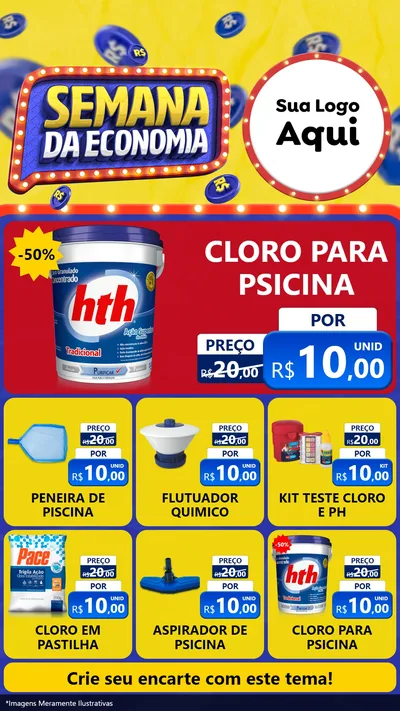 Modelo de Rede Social para Stories com o tema Semana da Economia para Produtos para Piscina