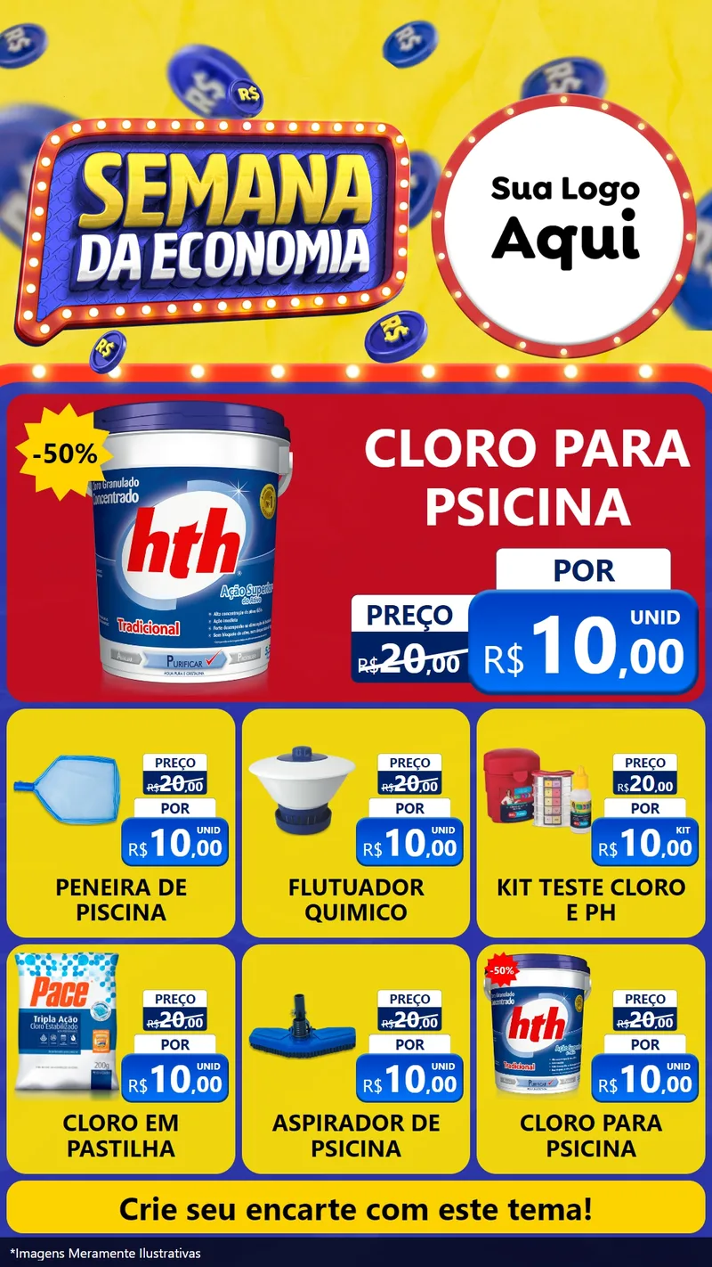Modelo de Rede Social para Stories com o tema Semana da Economia para Produtos para Piscina