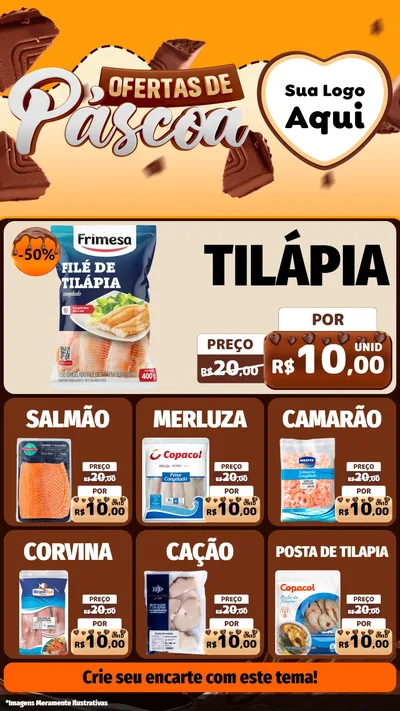 Modelo de Rede Social para Stories com o tema Ofertas de Páscoa para Peixaria