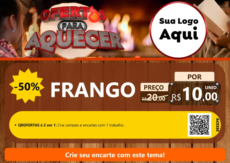 Modelo de Cartaz para Cartaz A4 Horizontal com o tema Ofertas Para Aquecer para Assados