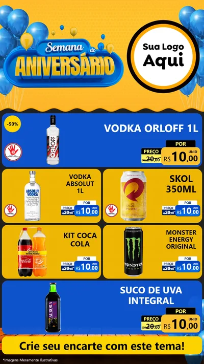 Modelo de TV para TV Vertical com o tema Semana de Aniversário para Distribuidora de bebidas