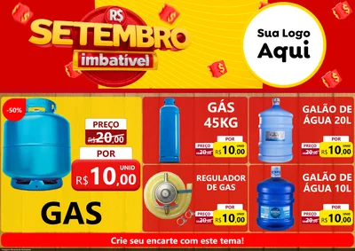 Modelo de Encarte para Encarte A4 Horizontal com o tema Setembro Imbatível para Água e gás