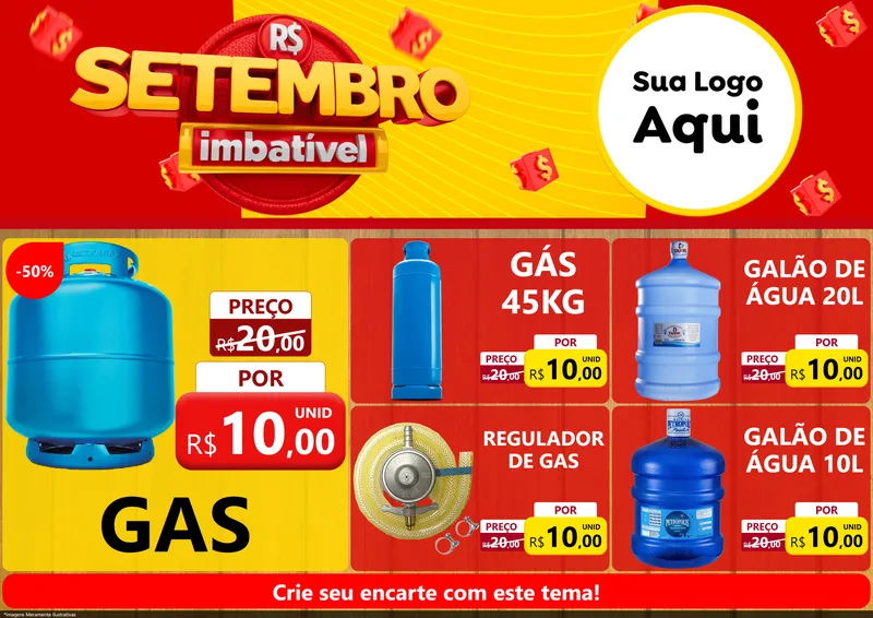 Modelo de Encarte para Encarte A4 Horizontal com o tema Setembro Imbatível para Água e gás