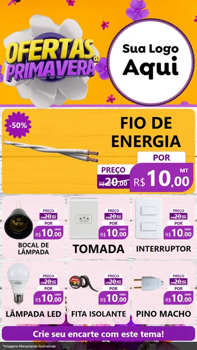 Modelo de Rede Social para Stories com o tema Ofertas Da Primavera para Materiais Elétricos