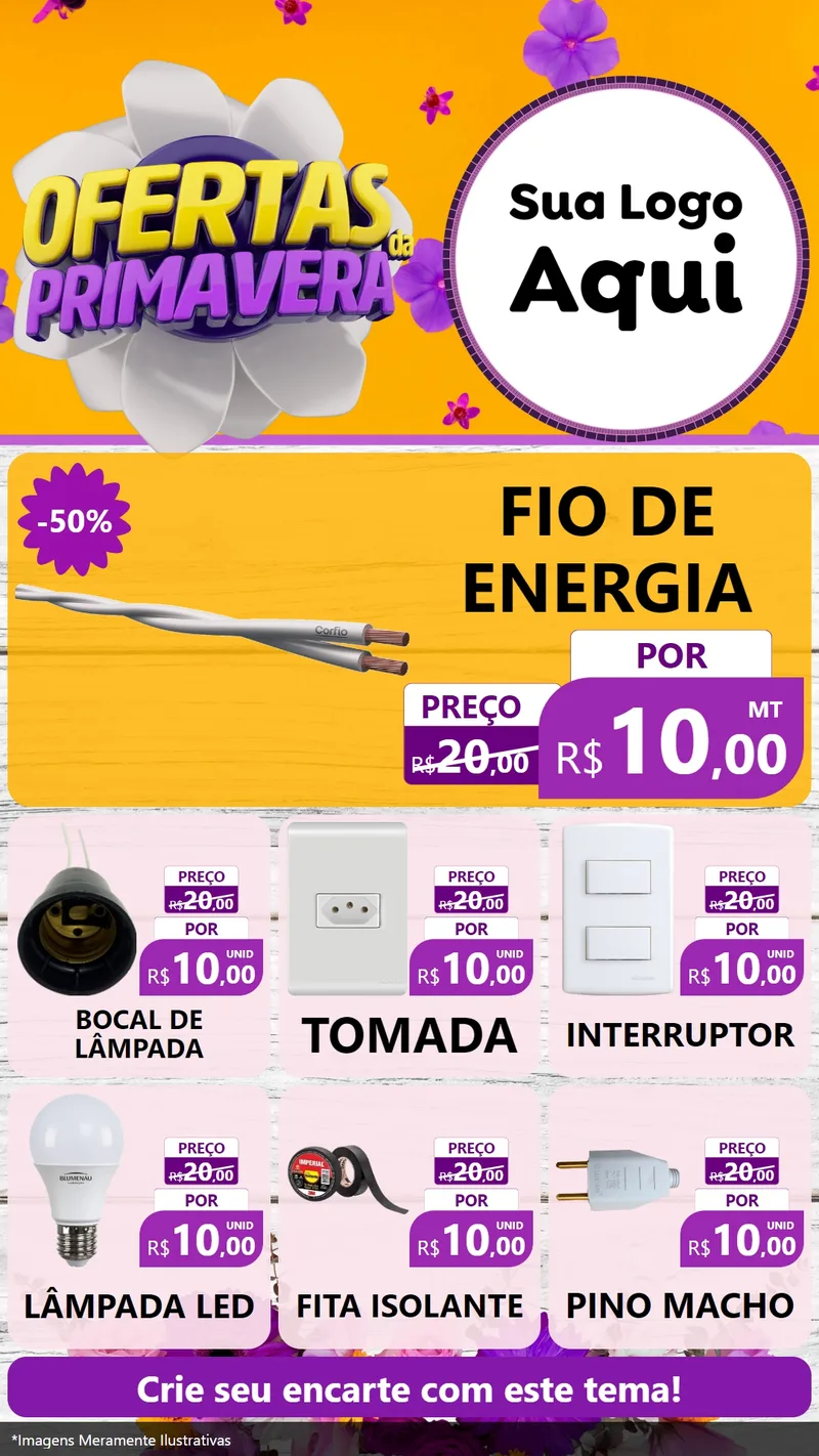 Modelo de Rede Social para Stories com o tema Ofertas Da Primavera para Materiais Elétricos