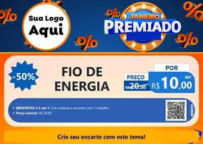 Modelo de Cartaz para Cartaz A4 Horizontal com o tema Janeiro Premiado para Materiais Elétricos