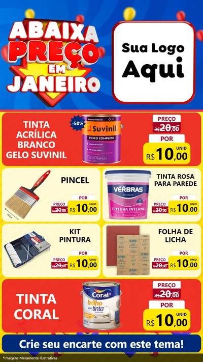 Modelo de TV para TV Vertical com o tema Abaixa Preço em Janeiro para Tintas e Ferramentas