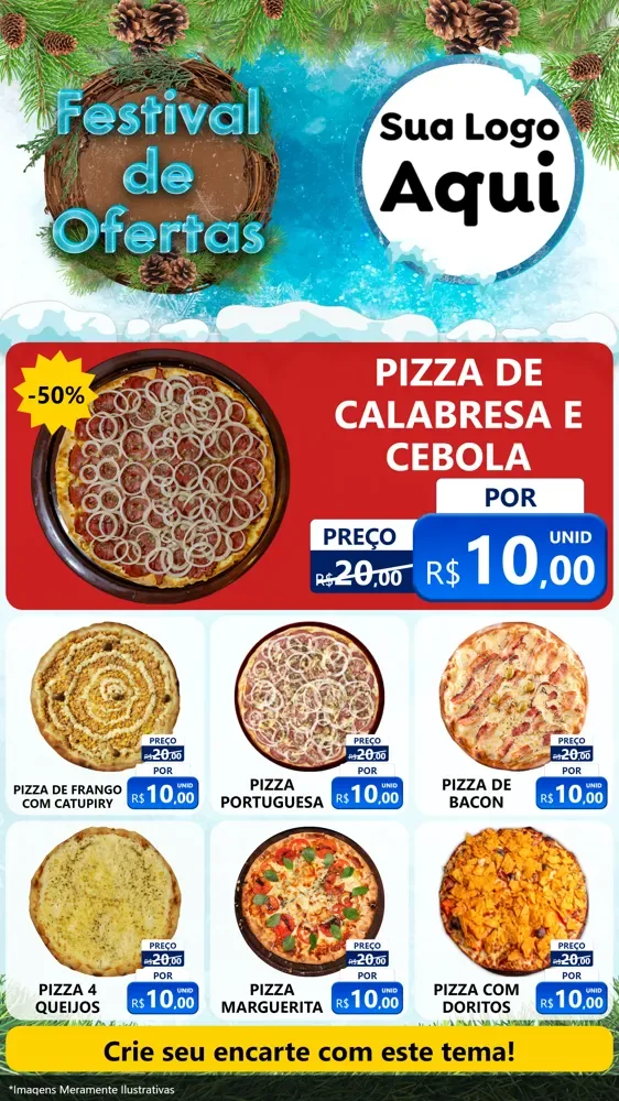 Modelo de Rede Social para Stories com o tema Festival de Ofertas - Inverno para Pizzaria