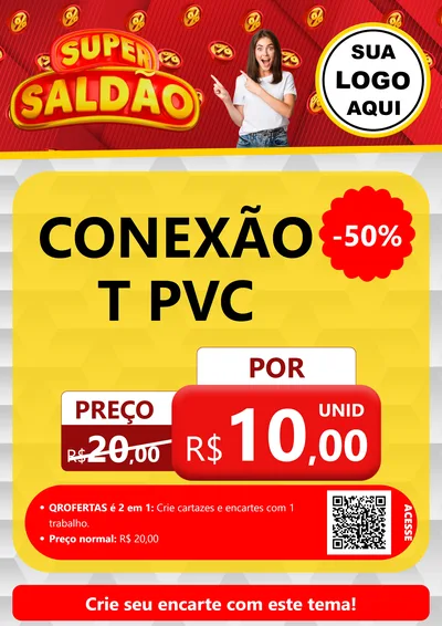 Modelo de Cartaz para Cartaz A4 Vertical com o tema Super Saldão para Tubos e conexões