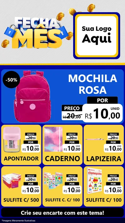 Modelo de Rede Social para Stories com o tema Fecha Mês para Papelaria